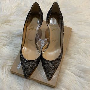Christian Louboutin iriza glitter/silver pump 70mm